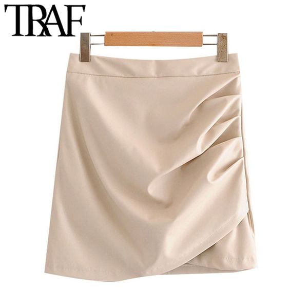 women chic fashion faux leather pleated mini skirt vintage high waist back zipper female skirts mujer 210507, Black
women chic fashion faux leather pleated mini skirt vintage high waist back zipper female skirts mujer 210507, Black