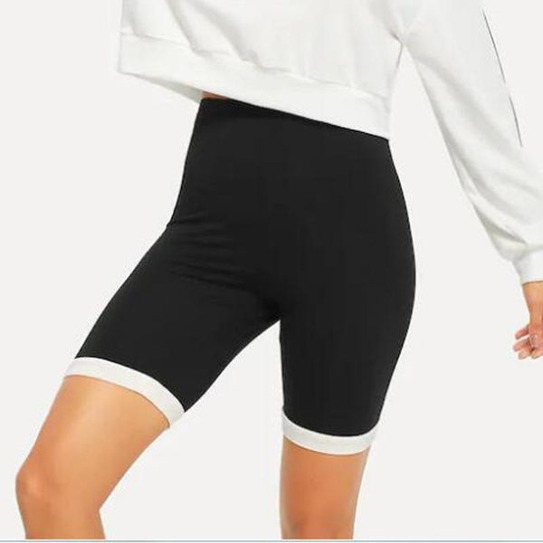 women's shorts pure color stitching hip lifting stretch running fitness pants summer high waist mujer black fashion 2021, White;black
women's shorts pure color stitching hip lifting stretch running fitness pants summer high waist mujer black fashion 2021, White;black