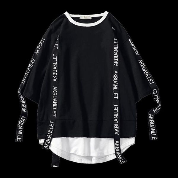 summer style hip hop mens t shirt o neck short sleeve casual ribbon decoration streetwear tees abz362, White;black
summer style hip hop mens t shirt o neck short sleeve casual ribbon decoration streetwear tees abz362, White;black