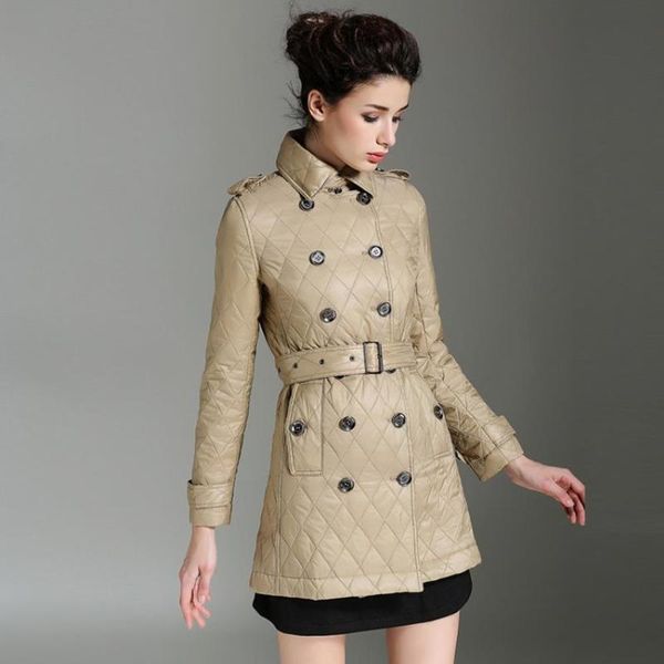women's trench coats england style plaid diamond lattice warm cotton fashion double breasted jacket winter coat with belt wq2183, Tan;black
women's trench coats england style plaid diamond lattice warm cotton fashion double breasted jacket winter coat with belt wq2183, Tan;black