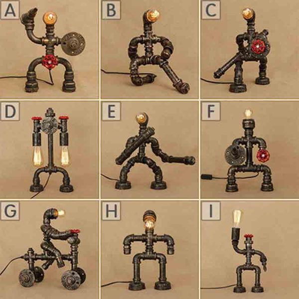 table lamps american retro wrought iron bed lamp study reading desk bedroom hall dining decoration water pipe robot
table lamps american retro wrought iron bed lamp study reading desk bedroom hall dining decoration water pipe robot
