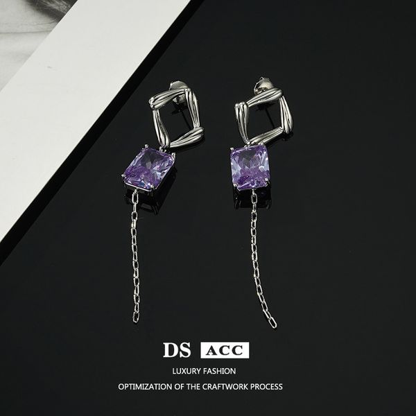 female earrings inlaid with purple zircon fashion simple minority design high sense light luxury versatile tassel fashion, Golden
female earrings inlaid with purple zircon fashion simple minority design high sense light luxury versatile tassel fashion, Golden