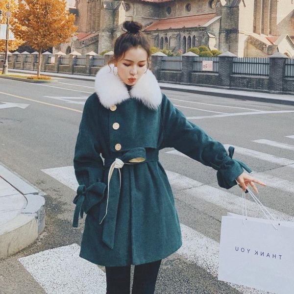 women's wool & blends women basic woolen coat 2021 fashion with belt dark jacket green loose tie long sleeve lapel female outerwear n6, Black
women's wool & blends women basic woolen coat 2021 fashion with belt dark jacket green loose tie long sleeve lapel female outerwear n6, Black