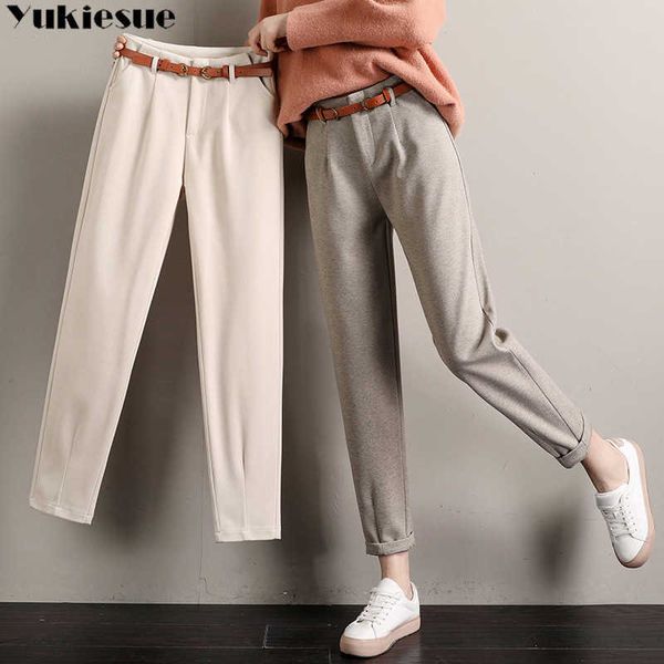 autumn winter woolen women pants high waist solid thicken warm trousers harem for plus size harem capris 210608, Black;white
autumn winter woolen women pants high waist solid thicken warm trousers harem for plus size harem capris 210608, Black;white