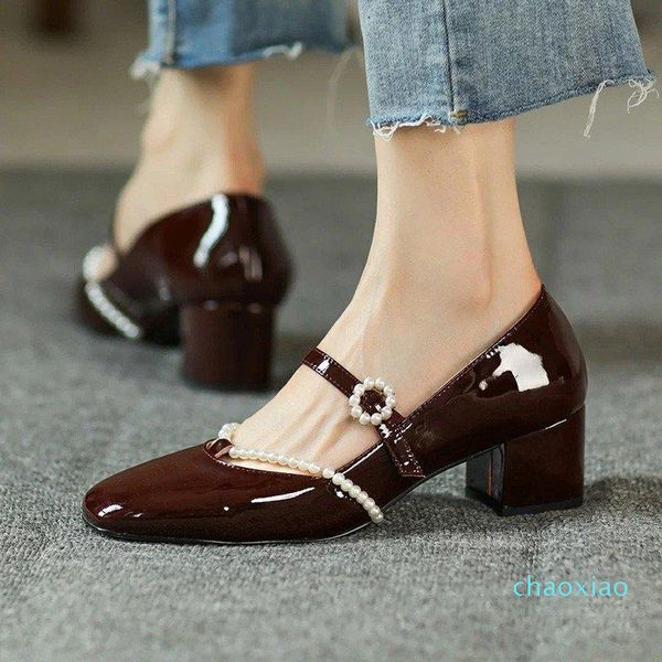 women patent leather dress shoes buckle mary janes female wedding bridal medium heels pumps, Black
women patent leather dress shoes buckle mary janes female wedding bridal medium heels pumps, Black