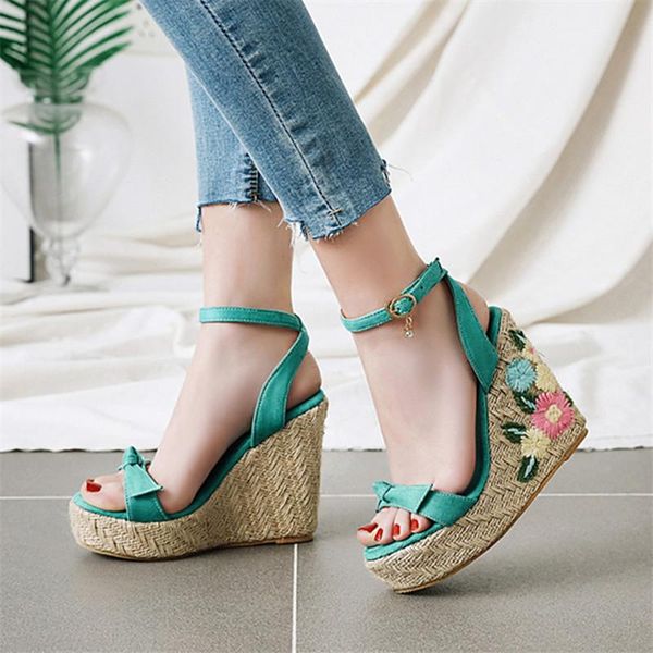 women's sandals 2021 summer shoes large size fashion embroidered bow slope with flowers thick, Black
women's sandals 2021 summer shoes large size fashion embroidered bow slope with flowers thick, Black