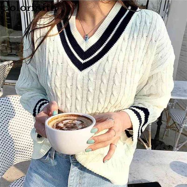 autumn winter women sweater v-neck striped pullovers minimalist oversize knitted elegant ladies jumpers sw8582 210416, White;black
autumn winter women sweater v-neck striped pullovers minimalist oversize knitted elegant ladies jumpers sw8582 210416, White;black