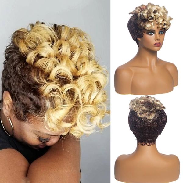 synthetic wigs short curly wig with bangs ombre brown gold for women hair fleeciness daily, Black
synthetic wigs short curly wig with bangs ombre brown gold for women hair fleeciness daily, Black