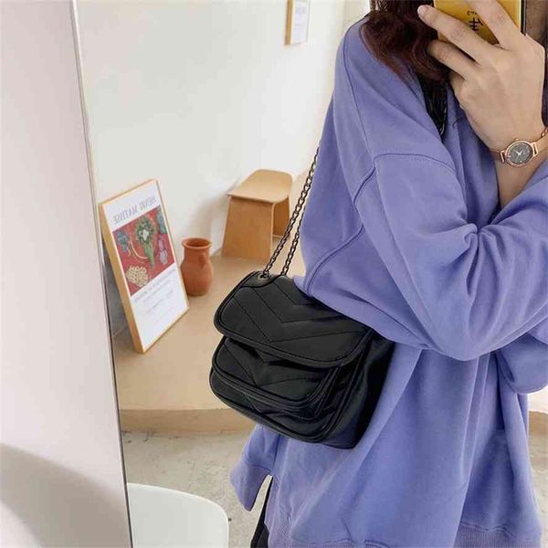ins lingge chain women's new simple daily korean soft one shoulder messenger bag