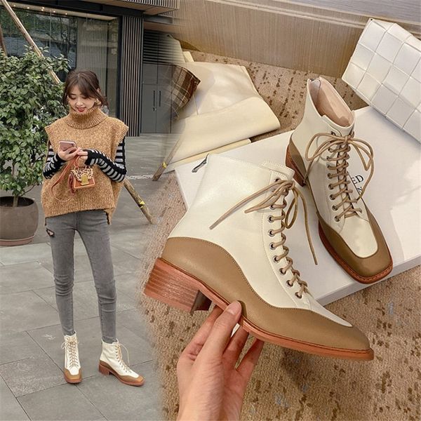 winter women boots ankle boots square toe color matching women shoes with zipper lace up chunky heel boots item no.h7050 210507, Black 
winter women boots ankle boots square toe color matching women shoes with zipper lace up chunky heel boots item no.h7050 210507, Black