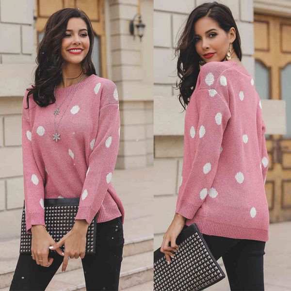 fashion sweater women's long sleeve pullover with round neck and polka dot printing, White;black
fashion sweater women's long sleeve pullover with round neck and polka dot printing, White;black