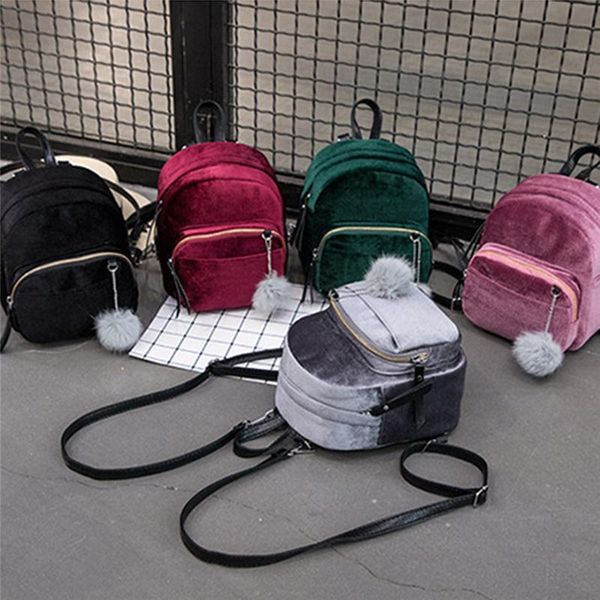 women backpacks velvet backpack veludo schoolbag zipper with pompom fashion casual mini female bags mochila style
women backpacks velvet backpack veludo schoolbag zipper with pompom fashion casual mini female bags mochila style