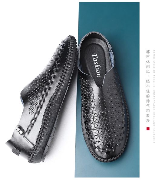slippers summer men's sandals wear soft breathable and non-slip sole leather toe cap hole shoes cowhide casual hollow 5lsy, Black
slippers summer men's sandals wear soft breathable and non-slip sole leather toe cap hole shoes cowhide casual hollow 5lsy, Black