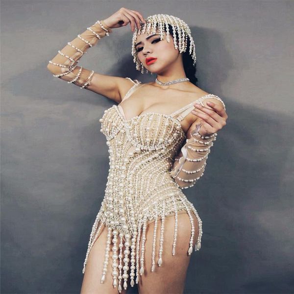 women sparkly crystals pearl bodysuit nightclub party celebrate wear hand-stitched pearls leotard headwear se women's jumpsuits & rompe, Black;white
women sparkly crystals pearl bodysuit nightclub party celebrate wear hand-stitched pearls leotard headwear se women's jumpsuits & rompe, Black;white