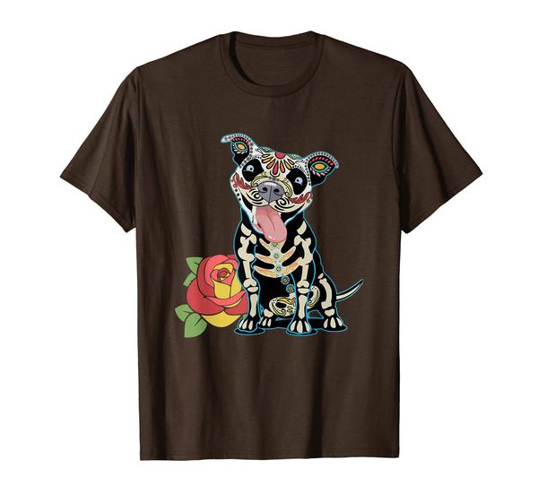 day of dead pitbull skull rose funny dog lover gift tee t-shirt, White;black 
day of dead pitbull skull rose funny dog lover gift tee t-shirt, White;black