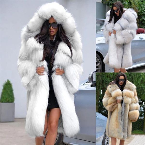 women's fur & faux coat women solid furry hooded color oversize fashion long, Black
women's fur & faux coat women solid furry hooded color oversize fashion long, Black