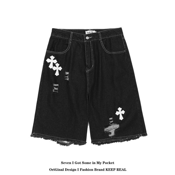 crosin akac high street cross denim lace shorts men's and women's fashion brand casual loose cut hole pant, White;black
crosin akac high street cross denim lace shorts men's and women's fashion brand casual loose cut hole pant, White;black