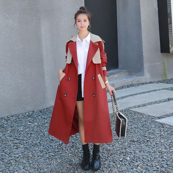 women's trench coats 2021 spring autumn splicing windbreaker long korean loose british style double-breasted high-quality lining coat g, Tan;black
women's trench coats 2021 spring autumn splicing windbreaker long korean loose british style double-breasted high-quality lining coat g, Tan;black