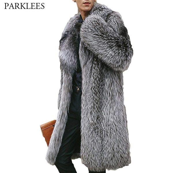 men's luxury north winter warm faux fur long jacket brand faux fur thicken notched overcoat men punk outwear gray 210522, Black
men's luxury north winter warm faux fur long jacket brand faux fur thicken notched overcoat men punk outwear gray 210522, Black