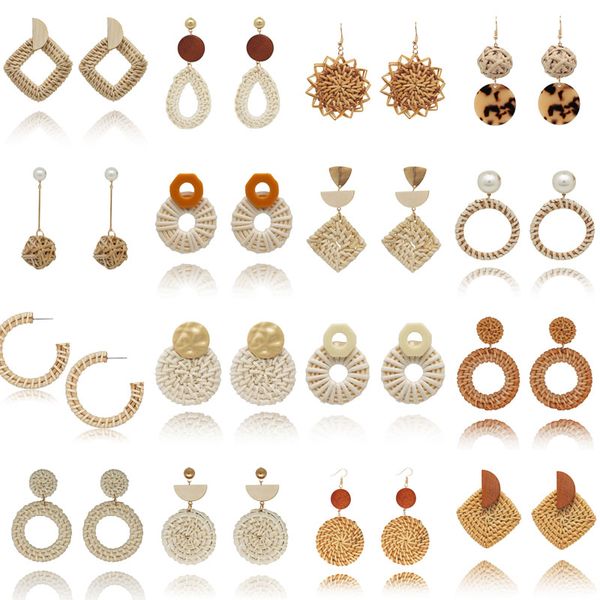 retro geometric dangle round hand woven straw rattan earrings for women water drop hoops jewelry, Silver
retro geometric dangle round hand woven straw rattan earrings for women water drop hoops jewelry, Silver