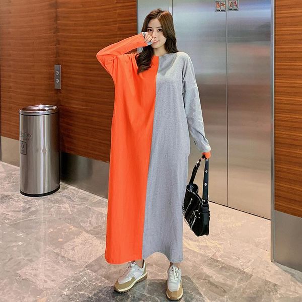 casual dresses maxi t shirt woman dress spring autumn plus size loose long sleeve color blocking korean femme robe, Black;gray
casual dresses maxi t shirt woman dress spring autumn plus size loose long sleeve color blocking korean femme robe, Black;gray