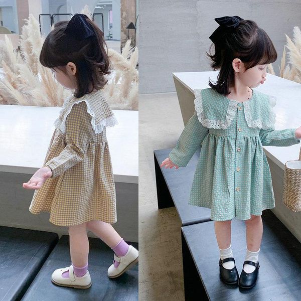 girl's dresses toddler kids long sleeve spring plaid cotton princess children girls lapel lace collar doll casual dress, Red;yellow
girl's dresses toddler kids long sleeve spring plaid cotton princess children girls lapel lace collar doll casual dress, Red;yellow