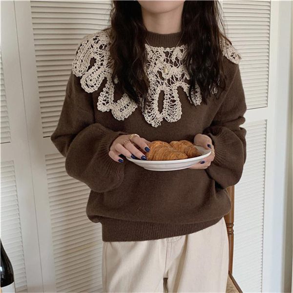 women's sweaters pullover knitted women hook flowers chic 2021 patchwork lace femme stylish loose jumpers casual, White;black
women's sweaters pullover knitted women hook flowers chic 2021 patchwork lace femme stylish loose jumpers casual, White;black