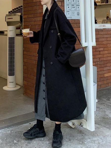 women's wool & blends black woolen coat fall / winter 2021 harajuku style loose cotton thickened over the knee long
women's wool & blends black woolen coat fall / winter 2021 harajuku style loose cotton thickened over the knee long