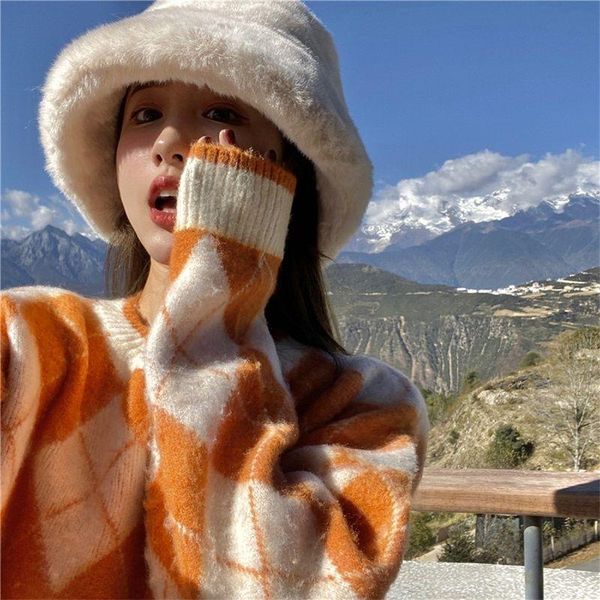 women's sweaters herstory women plaid mink sweater fall winter casual loose o-neck warm knit jumpers for female fashion sweet pullovers, White;black
women's sweaters herstory women plaid mink sweater fall winter casual loose o-neck warm knit jumpers for female fashion sweet pullovers, White;black