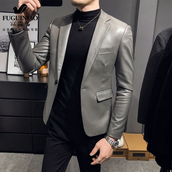 fuguiniao casual clothes spring and autumn new coat trend korean suit leather jacket men's business handsome, White;black
fuguiniao casual clothes spring and autumn new coat trend korean suit leather jacket men's business handsome, White;black