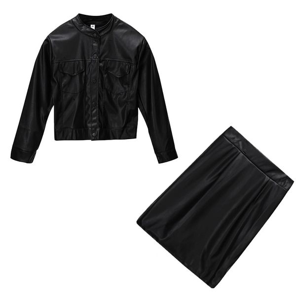women autumn winter two piece set short leather jacket pocket button long sleeve pu mini skirt t0189 210514, White
women autumn winter two piece set short leather jacket pocket button long sleeve pu mini skirt t0189 210514, White