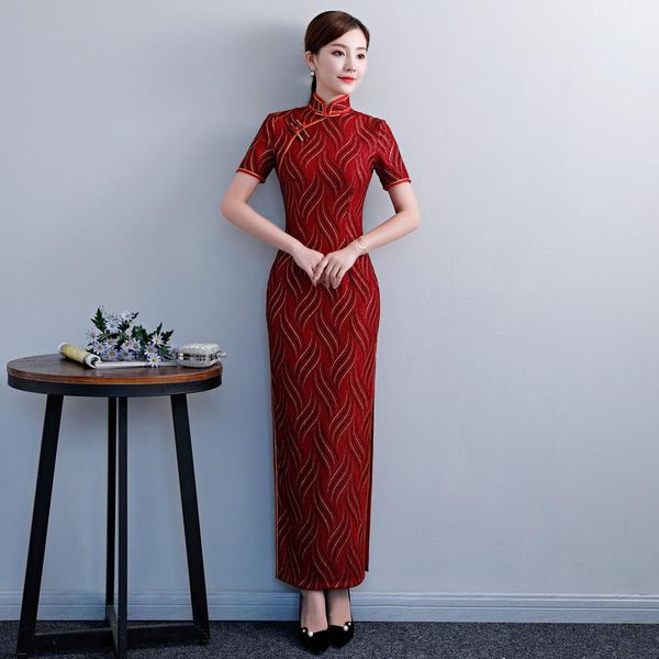 elegant slim stripe women long cheongsam velour formal banquet straight qipao oversize 2021 spring mother dress chinese skirt ethnic clothin, Red
elegant slim stripe women long cheongsam velour formal banquet straight qipao oversize 2021 spring mother dress chinese skirt ethnic clothin, Red