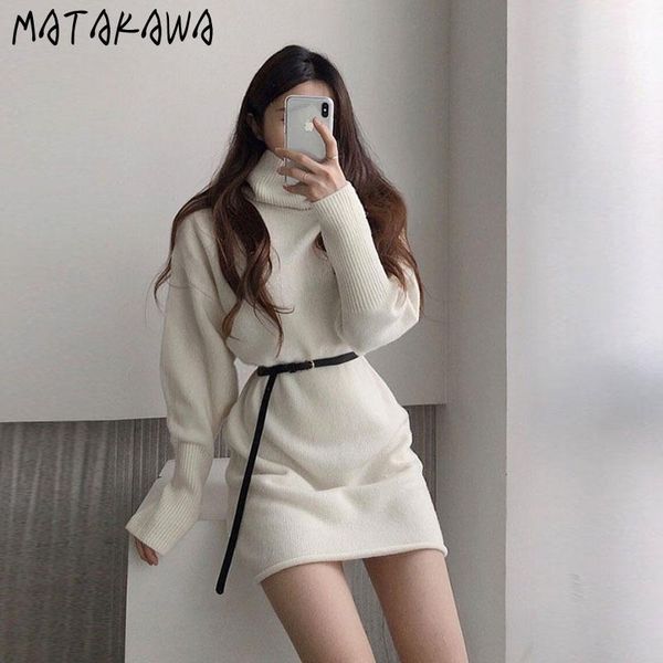 casual dresses matakawa turtleneck knitted sweater woman dress temperament slim waist bodycon femme robe solid straight vestidos, Black;gray
casual dresses matakawa turtleneck knitted sweater woman dress temperament slim waist bodycon femme robe solid straight vestidos, Black;gray
