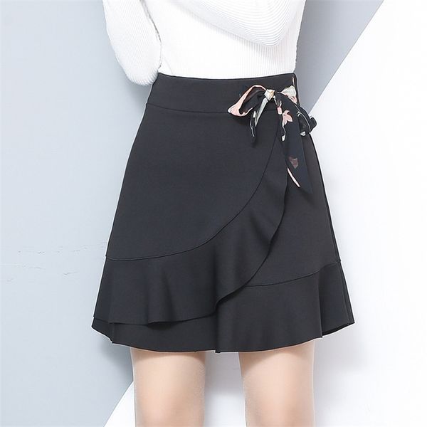 summer arrival korean style chic lace-up ruffles mini skirt elegant black office s womens 210527
summer arrival korean style chic lace-up ruffles mini skirt elegant black office s womens 210527