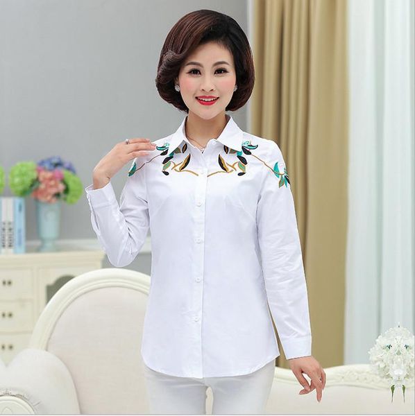 women's blouses & shirts shoulder embroidery shirt women cotton long sleeve 2021 spring summer middle age mother blouse, White
women's blouses & shirts shoulder embroidery shirt women cotton long sleeve 2021 spring summer middle age mother blouse, White
