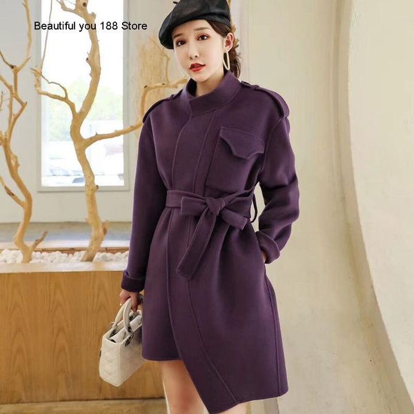 women's wool & blends double sided cashmere coat autumn winter 2021 mid length lace up with thin asymmetric design woolen, Black
women's wool & blends double sided cashmere coat autumn winter 2021 mid length lace up with thin asymmetric design woolen, Black