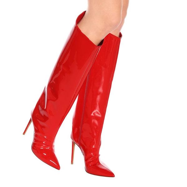 boots women's long patent leather high-heeled knee high zip pointed toe thin heels motorcycle boot rome shoes woman botas, Black
boots women's long patent leather high-heeled knee high zip pointed toe thin heels motorcycle boot rome shoes woman botas, Black