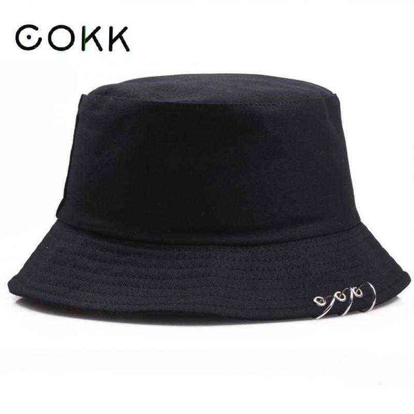 cokk bucket hat women men summer spring fisherman cap with rings hip hop flat solid color korean fashion bob gorro kpop new g220311, Blue;gray
cokk bucket hat women men summer spring fisherman cap with rings hip hop flat solid color korean fashion bob gorro kpop new g220311, Blue;gray