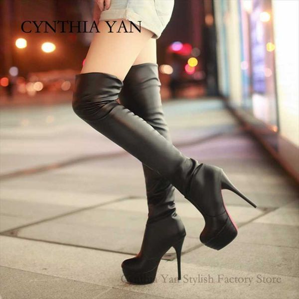 boots women's over the knee elastic microfiber leather platform thin high heel demonia shoes solid color suede botas mujer, Black
boots women's over the knee elastic microfiber leather platform thin high heel demonia shoes solid color suede botas mujer, Black