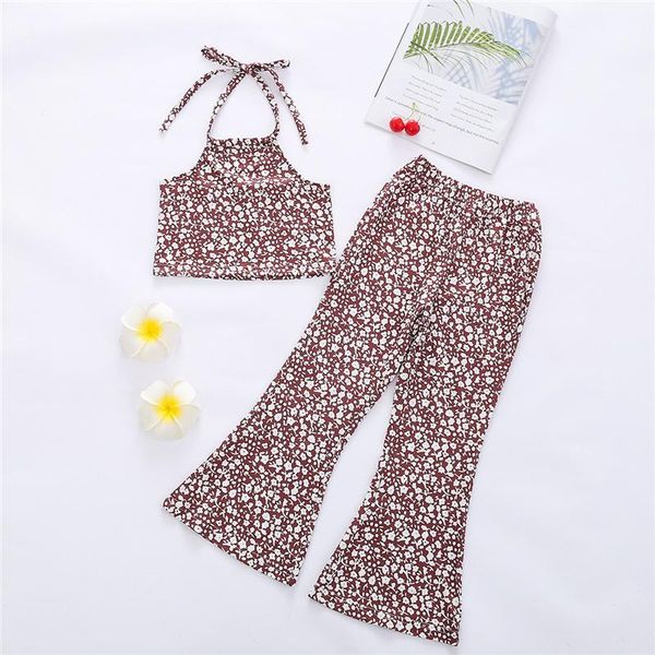 clothing sets 2pcs toddler girl summer outfits, sleeveless floral print halter crop + flare pants set, White
clothing sets 2pcs toddler girl summer outfits, sleeveless floral print halter crop + flare pants set, White