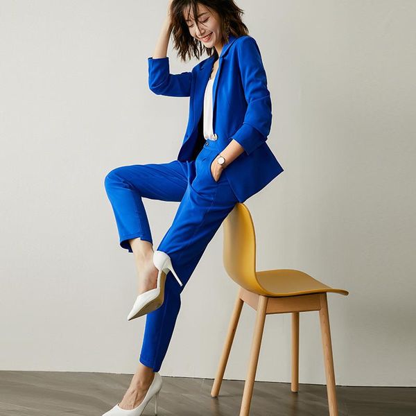 women's suits & blazers suit fashion brand business casual professional set single button blazer with trousers 2 piece women, White;black
women's suits & blazers suit fashion brand business casual professional set single button blazer with trousers 2 piece women, White;black