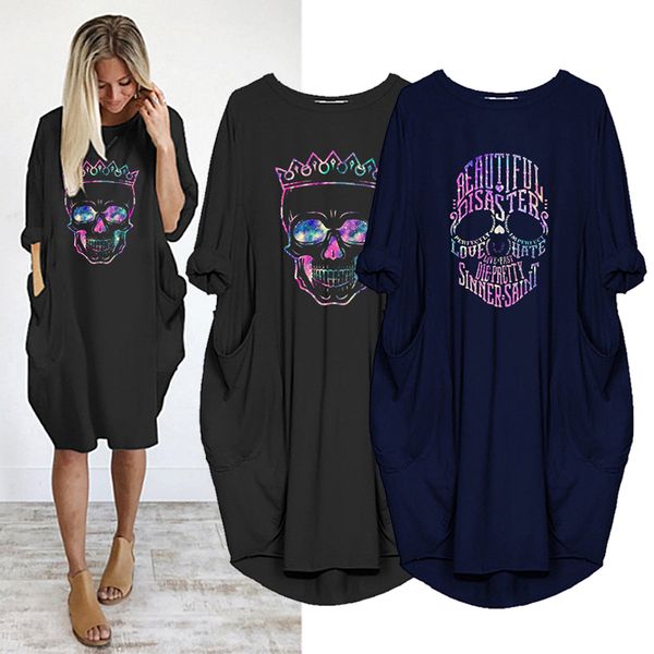 propcm plus size woman dress skull print long sleeve round necks autumn pocket party club loose casual robes femme o neck, Black;gray
propcm plus size woman dress skull print long sleeve round necks autumn pocket party club loose casual robes femme o neck, Black;gray