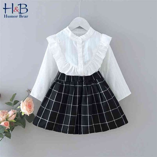 girls clothing sets spring and autumn baby fashion ruffles shirt + black white plaid skirt 2pcs kids suit 210611
girls clothing sets spring and autumn baby fashion ruffles shirt + black white plaid skirt 2pcs kids suit 210611