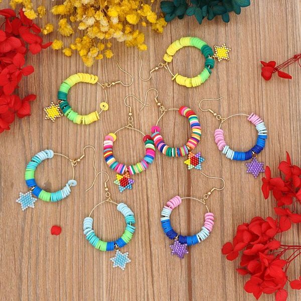hoop & huggie 10pairs/lot handmade rainbow miyuki bead polymer clay bohemian jewelry stainless steel hoops earrings for women, Golden;silver
hoop & huggie 10pairs/lot handmade rainbow miyuki bead polymer clay bohemian jewelry stainless steel hoops earrings for women, Golden;silver