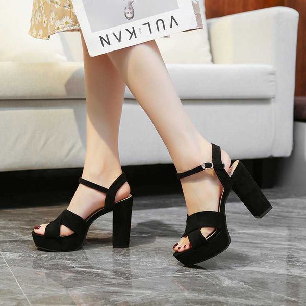 sandals summer trend platform thick heel modern women flock solid ankle buckle elegant fashion wedding dress shoes ladies female h, Black
sandals summer trend platform thick heel modern women flock solid ankle buckle elegant fashion wedding dress shoes ladies female h, Black