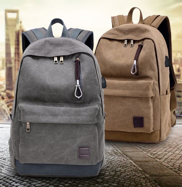 usb rechargeable canvas backpack simple and fashionable student schoolbag men's outdoor travel computer bag
usb rechargeable canvas backpack simple and fashionable student schoolbag men's outdoor travel computer bag