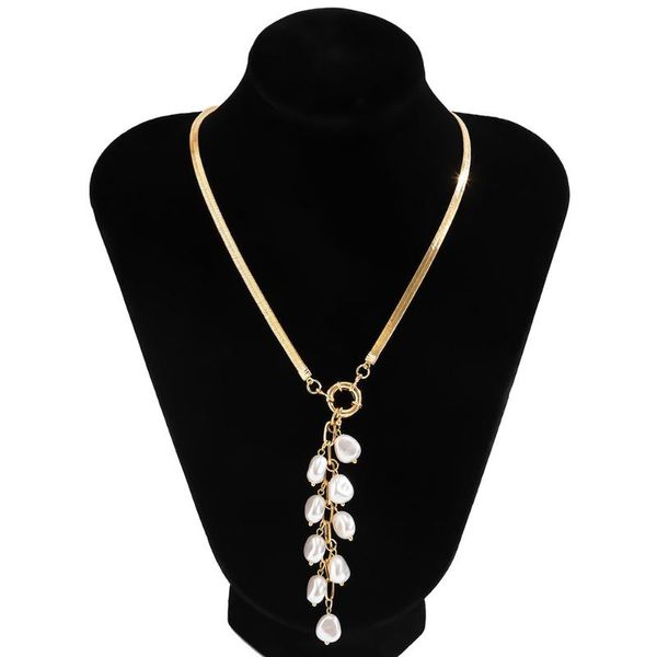 pendant necklaces elegant jewelry accessories imitation pearls tassel pendants golden alloy snake bone chain y shape vintage women necklace, Silver 
pendant necklaces elegant jewelry accessories imitation pearls tassel pendants golden alloy snake bone chain y shape vintage women necklace, Silver