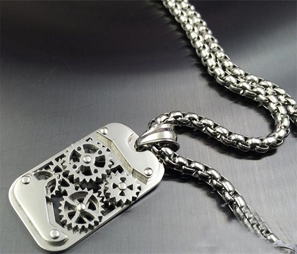 europe and the united states retro mechanical rotating gear tag pendant titanium steel necklace necklaces gothic fashion men's punk acc, Silver
europe and the united states retro mechanical rotating gear tag pendant titanium steel necklace necklaces gothic fashion men's punk acc, Silver