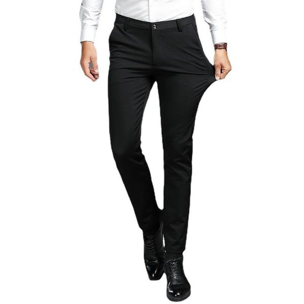 men's pants spring and autumn business formal wear casual slim fit elastic waist pure color youth, Black
men's pants spring and autumn business formal wear casual slim fit elastic waist pure color youth, Black