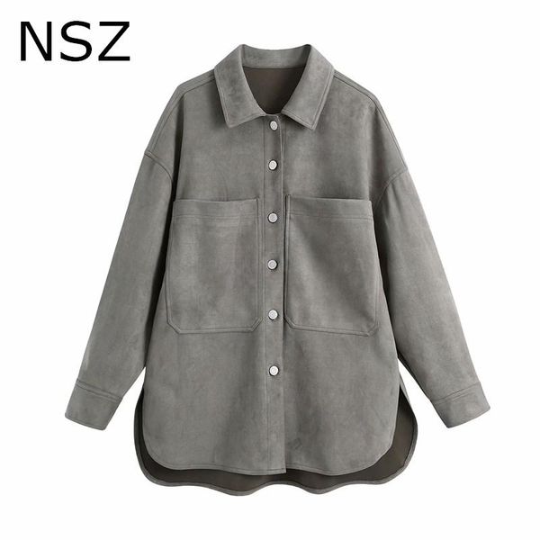 women's jackets nsz women oversized faux suede shirt jacket vintage fashion casual loose coat ladies outerwear, Black;brown
women's jackets nsz women oversized faux suede shirt jacket vintage fashion casual loose coat ladies outerwear, Black;brown